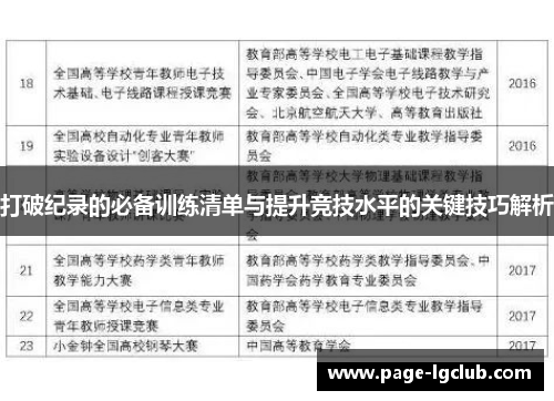 打破纪录的必备训练清单与提升竞技水平的关键技巧解析